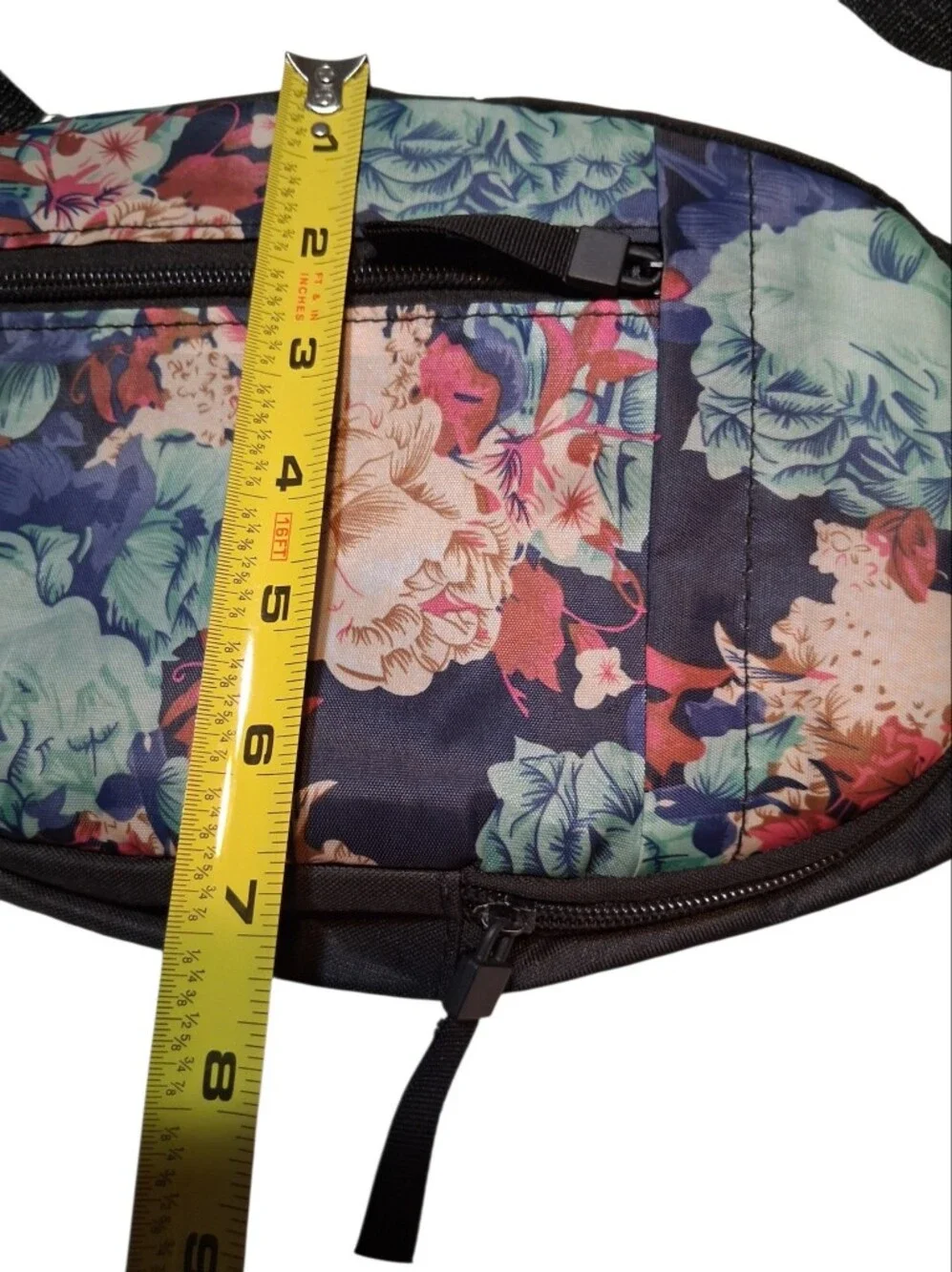 Women's Floral Print Crossbody Sling Backpack Black Botanical Daypack Chest Bag